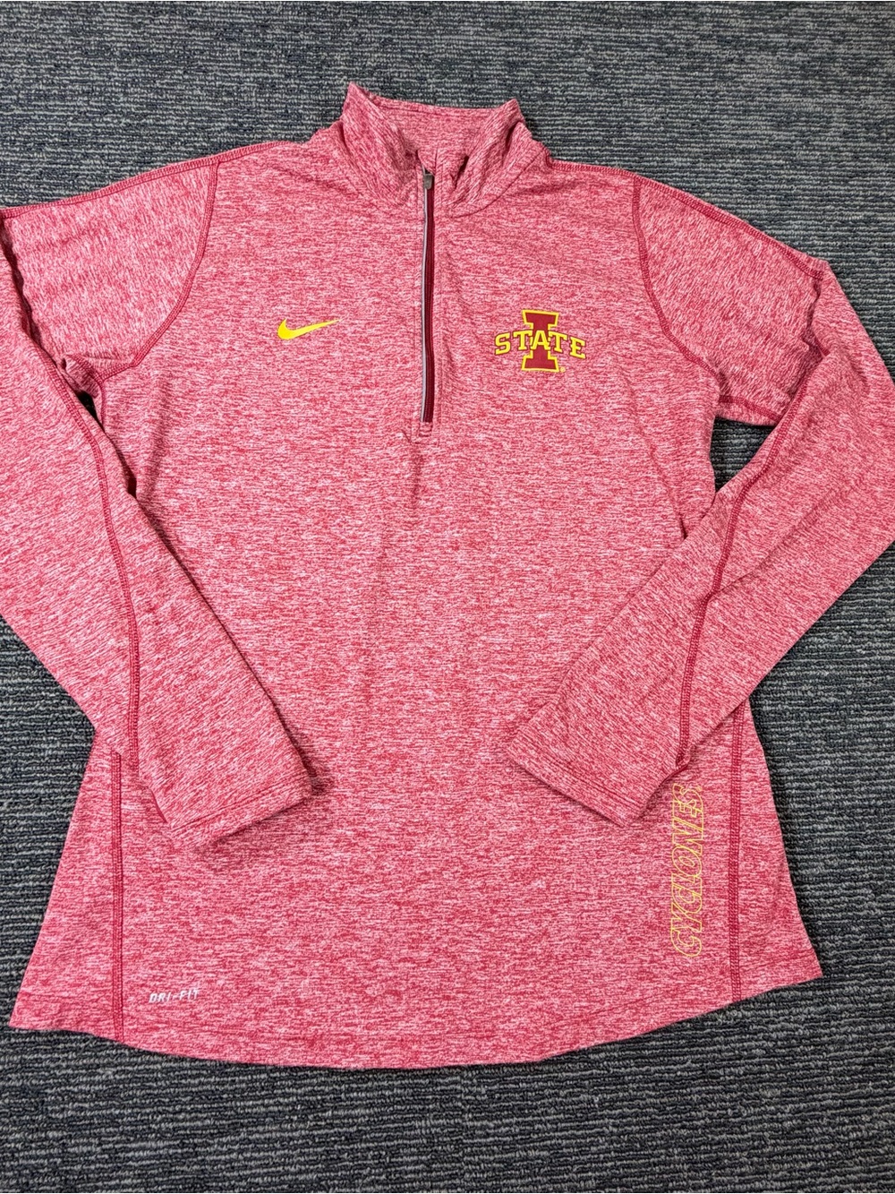 Nike Women’s Large Red Heather Quarter-Zip Pullover with Yellow Accents